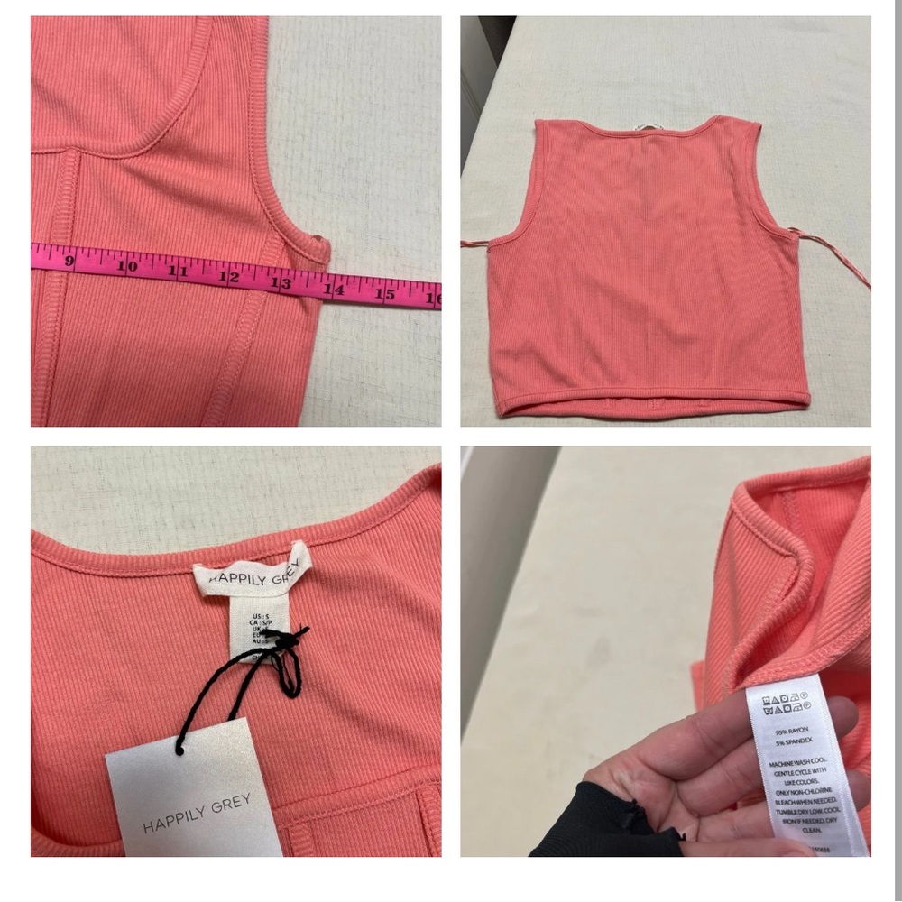 NWT Happily Grey S coral square neck corset tank top - Picture 5 of 11